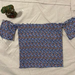 Flower Off Shoulder Crop Top